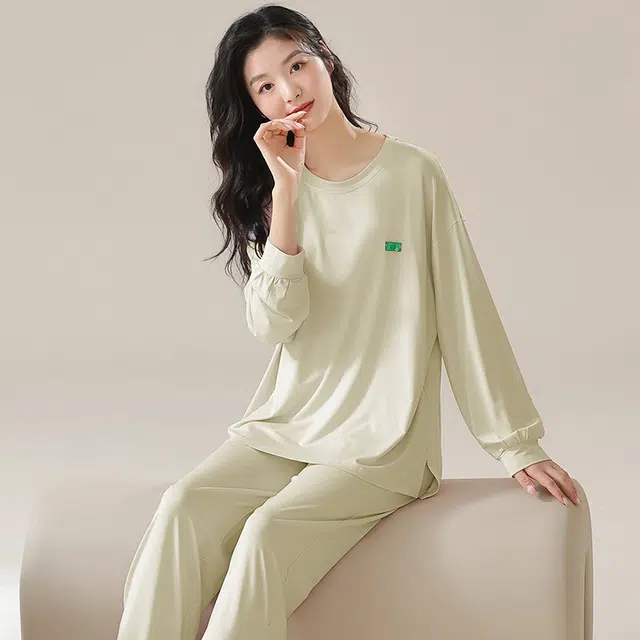 顶瓜瓜 简约舒适宽松版型透气亲肤面料可外穿家居服睡衣套装 女款