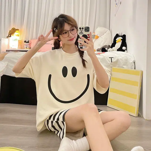 顶瓜瓜 透气休闲轻松舒适设计家居服睡衣套装 女款