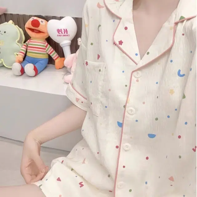 顶瓜瓜 夏季女简约图形舒适休闲家居服睡衣套装 女款