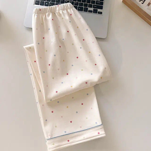 顶瓜瓜 德绒保暖加厚卡通波点熊猫长袖长裤休闲家居服睡衣套装 女款