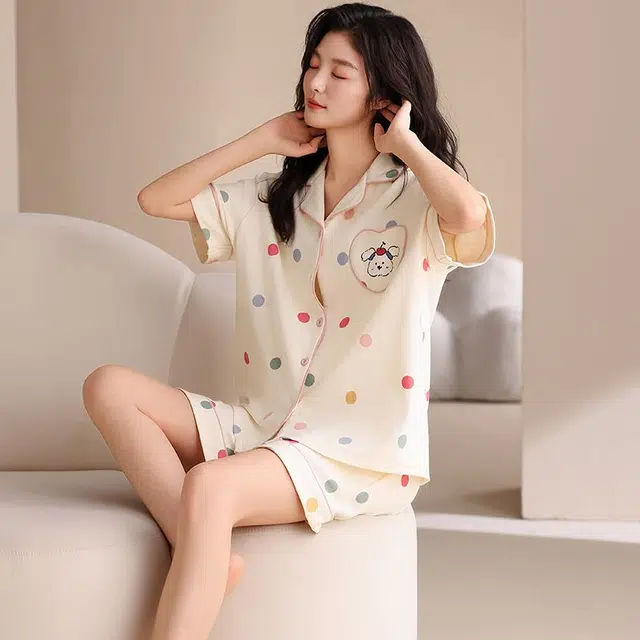顶瓜瓜 夏季女透气舒适休闲亲肤设计简约款式家居服睡衣套装 女款