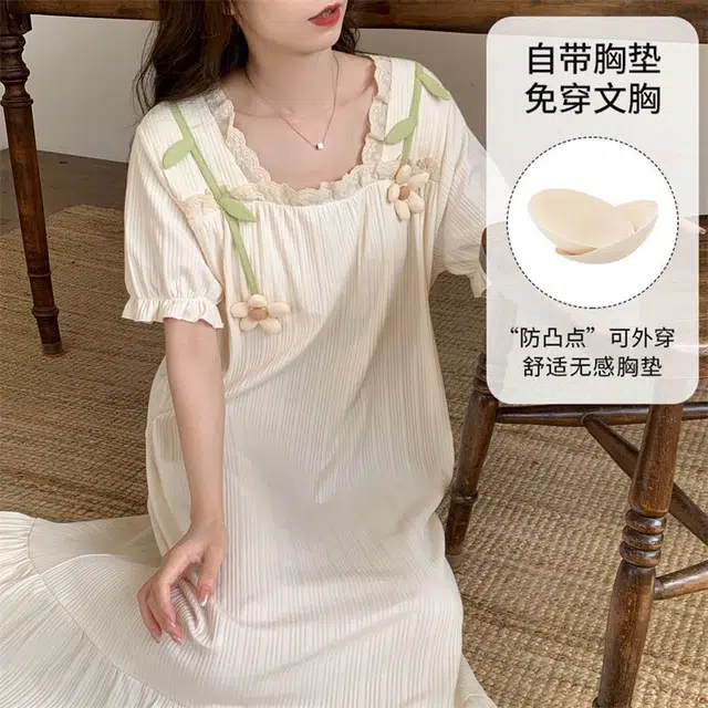 顶瓜瓜 夏季女透气简约休闲优雅亲肤家居服睡裙 女款