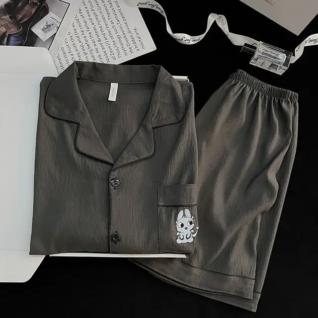 顶瓜瓜 夏季男透气简约休闲轻盈舒适家居服睡衣套装 男款