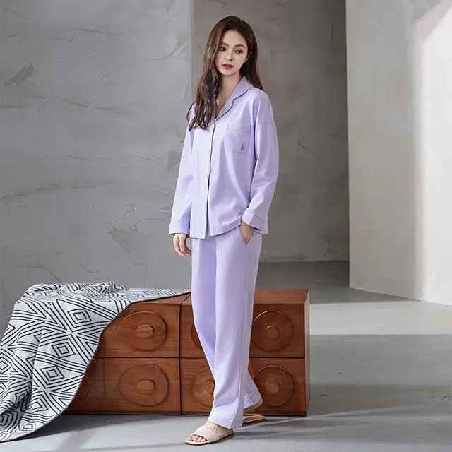 顶瓜瓜 纯棉面料简约舒适无束缚可外穿家居服睡衣套装 男女同款