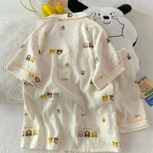 顶瓜瓜 夏季薄款卡通小熊甜美风休闲短袖短裤舒适家居服睡衣套装 女款
