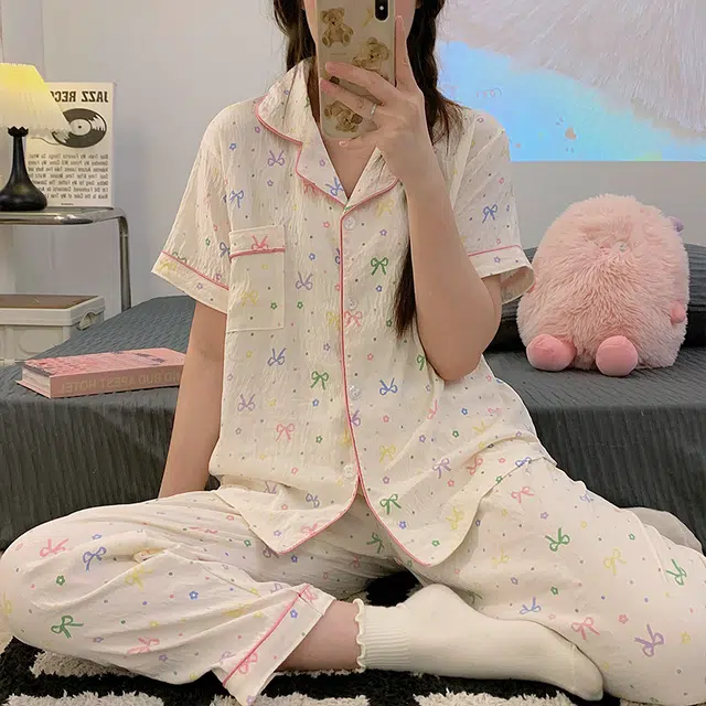 顶瓜瓜 休闲舒适简约家居服夏季睡衣套装 女款