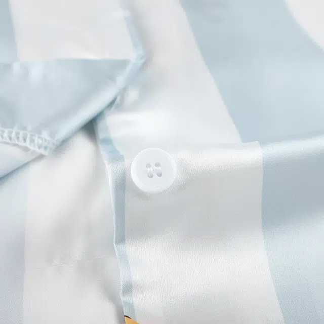 顶瓜瓜 冰丝短袖短裤翻领开衫可爱卡通条纹星星小黑猫凉感休闲三件套家居服夏季睡衣套装 女款