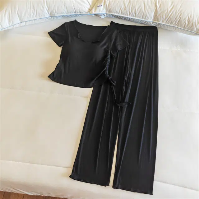 顶瓜瓜 带胸垫夏季女透气舒适休闲时尚宽松设计家居服睡衣套装 女款