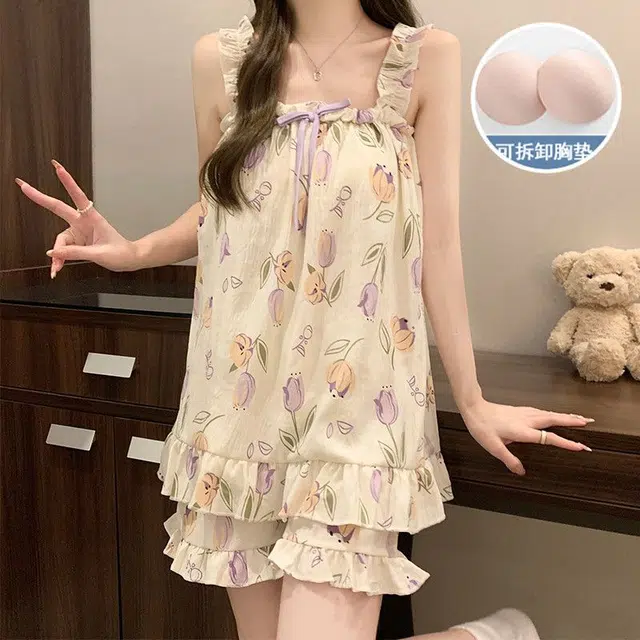 顶瓜瓜 休闲吊带花色轻盈舒适家居服睡衣礼盒 女款