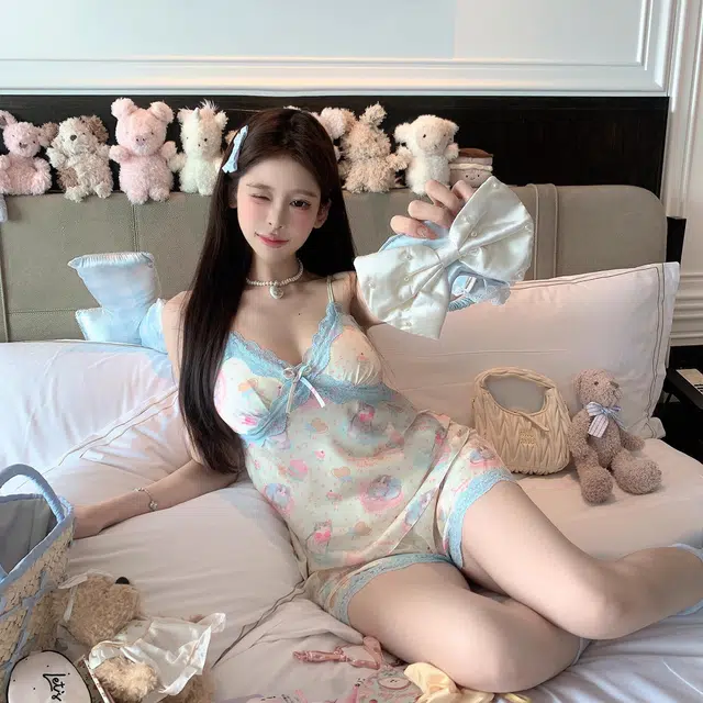 顶瓜瓜 吊带简约舒适可外穿家居服睡衣套装 女款