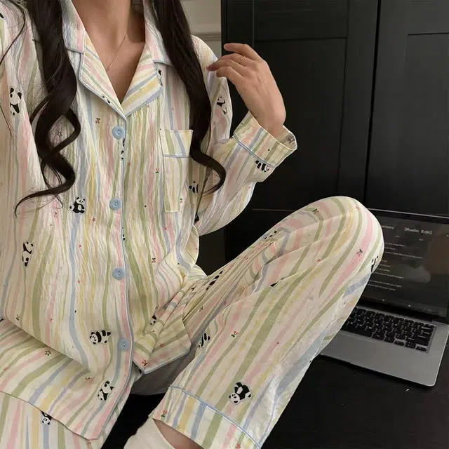 顶瓜瓜 夏季女透气舒适简约休闲宽松设计家居服睡衣套装 女款