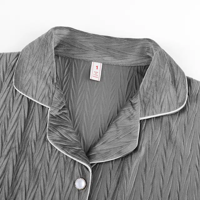 顶瓜瓜 冬季德绒加厚保暖纯色翻领休闲舒适家居服睡衣套装 女款