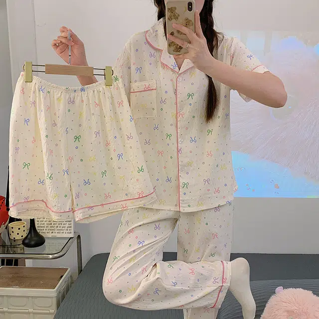 顶瓜瓜 休闲舒适简约家居服夏季睡衣套装 女款
