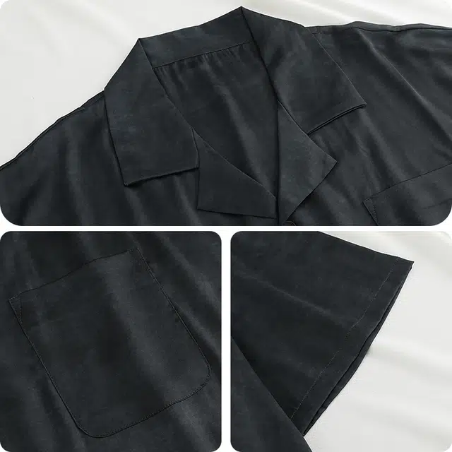 顶瓜瓜 短袖翻领开衫凉感纯色高级感简约两件套家居服睡衣套装 男女同款