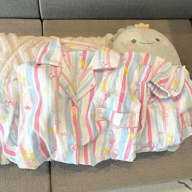 顶瓜瓜 家居简约休闲设计星星条纹印花服睡衣套装 女款