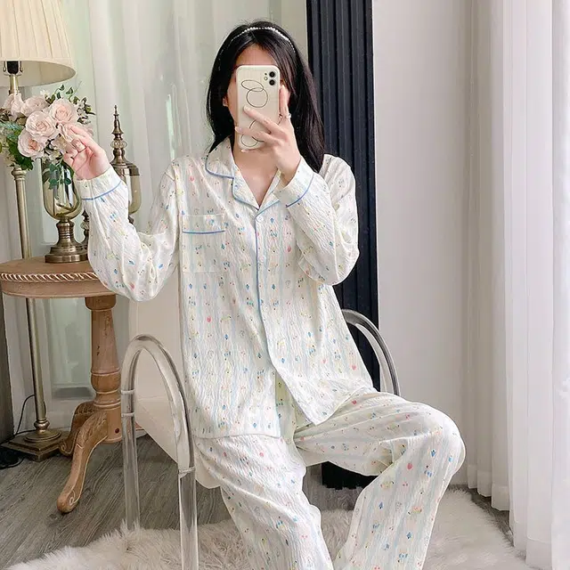 顶瓜瓜 夏季女透气舒适简约设计休闲亲肤家居服睡衣套装 女款