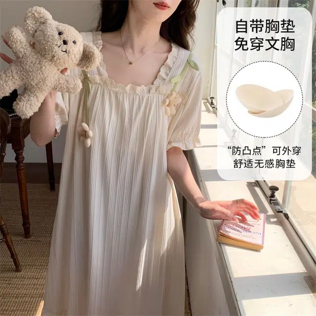 顶瓜瓜 夏季女透气简约休闲优雅亲肤家居服睡裙 女款