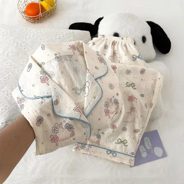 顶瓜瓜 时尚舒适简约休闲家居服夏季睡衣套装 女款