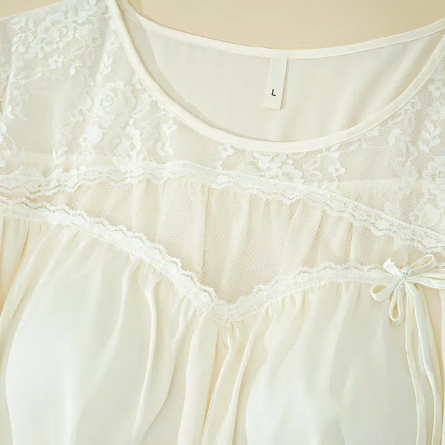 顶瓜瓜 带胸垫长袖长裤花边简约休闲舒适家居服睡衣套装 女款 图片色