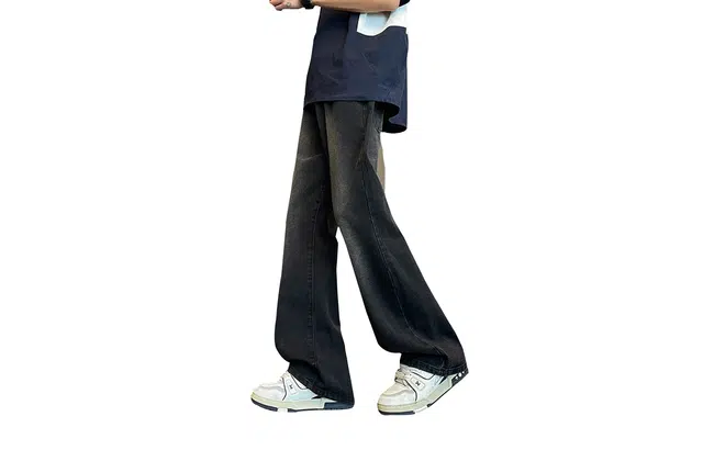 布客行 美式潮牌做旧水洗中腰显高百搭热烈的青春复古磨白基础款休闲直筒微喇废土风宽松垂感户外通勤时尚舒适牛仔裤 男女同款