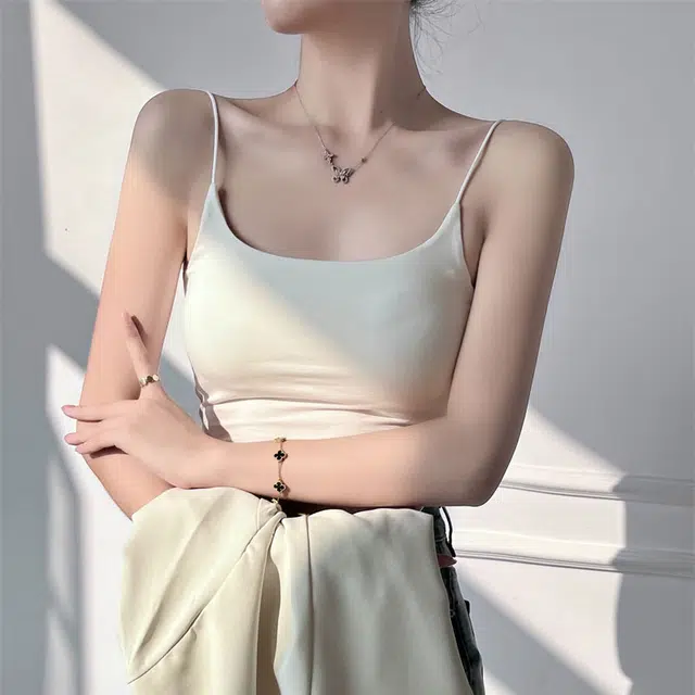 双星八特 温柔纯欲风 美背吊带内搭带胸垫文胸一体式内衣无痕打底外穿抹胸上衣背心 女款