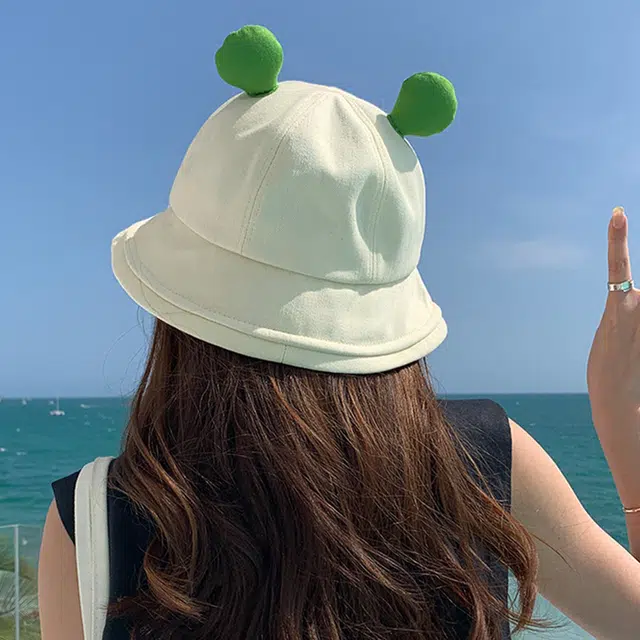 俞兆林 时尚潮流透气日系个性时尚甜美搞怪青蛙户外登山露营宽檐防晒遮阳 棉 渔夫帽 男女同款情侣款