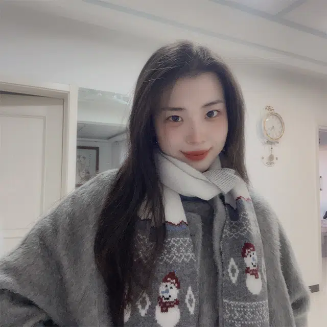 俞兆林 圣诞可爱雪人提花针织秋冬季保暖时尚百搭氛围感围脖 绒线围巾  男女同款情侣款