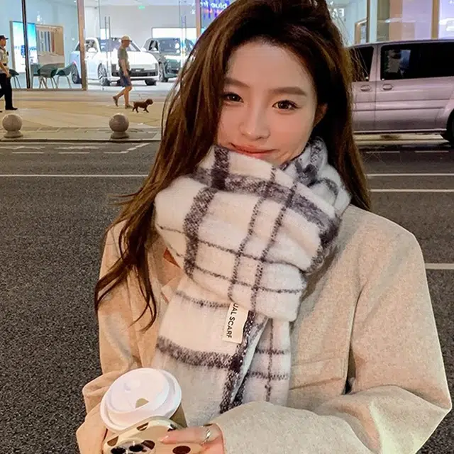 俞兆林 格子高级感仿羊绒围脖百搭加厚保暖披肩两用  绒线围巾  男女同款情侣款