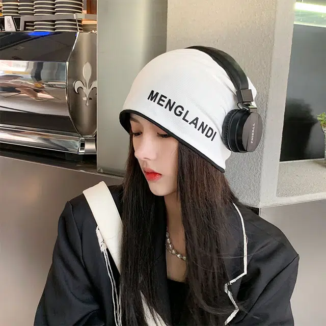 俞兆林 日系百搭英文字母胶标包头冷帽潮流时尚休闲出行简约 棉 绒线帽 男女同款情侣款