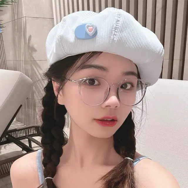 俞兆林 日系甜美爱心多巴胺元气薄款春夏出游学生时尚百搭显脸小画家帽 腈纶 贝雷帽 女款