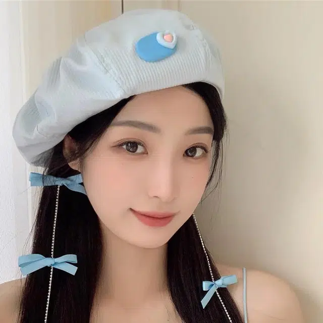 俞兆林 日系甜美爱心多巴胺元气薄款春夏出游学生时尚百搭显脸小画家帽 腈纶 贝雷帽 女款