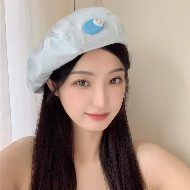 俞兆林 日系甜美爱心多巴胺元气薄款春夏出游学生时尚百搭显脸小画家帽 腈纶 贝雷帽 女款
