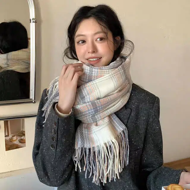 俞兆林 保暖韩系百搭高级感出行防风 聚酯纤维 绒线围巾 男女同款情侣款