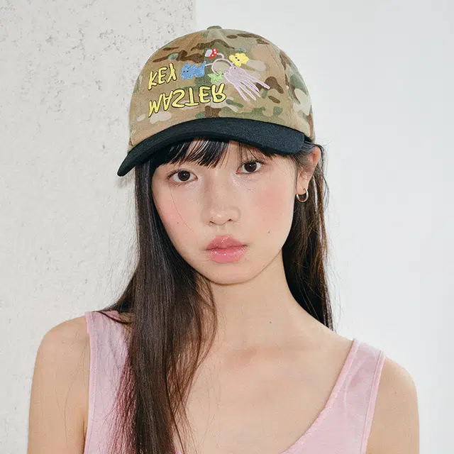 俞兆林 艺术趣味钥匙刺绣迷彩户外出游防晒遮阳时尚潮流街头百搭大头围显脸小 棉 鸭舌帽 男女同款情侣款