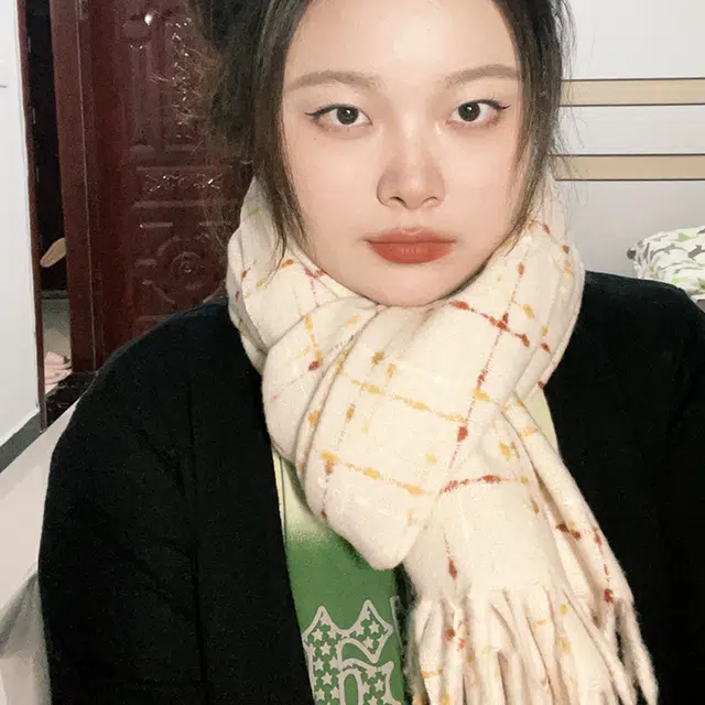 俞兆林 高级感保暖复古时尚格子长款披肩防寒围脖 绒线围巾  男女同款情侣款