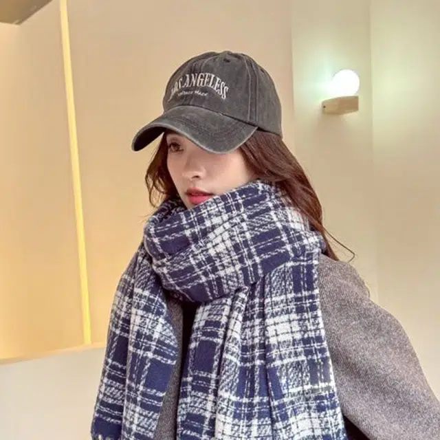 俞兆林 韩版秋冬百搭加厚保暖圈圈纱格子绒线围巾 绒线围巾  男女同款情侣款