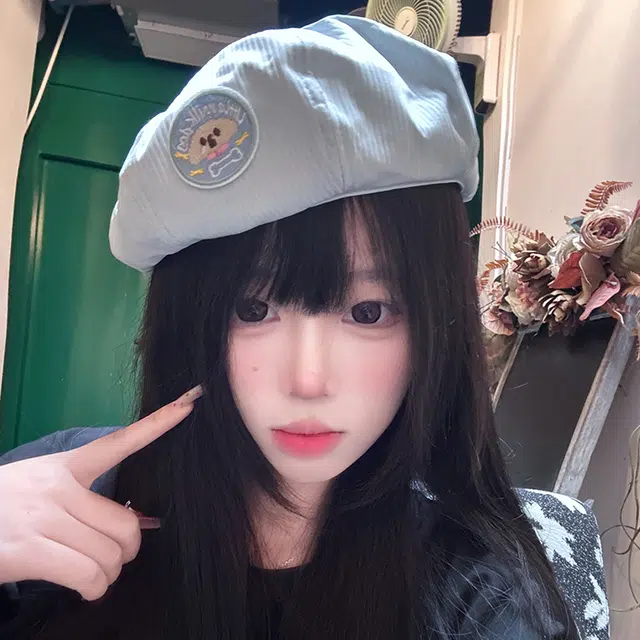 俞兆林 日系可爱甜美卡通兔子贴布夏季薄款透气百搭显脸小画家 腈纶 贝雷帽 女款