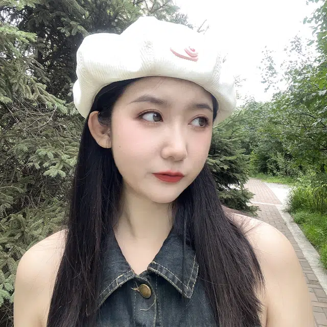 俞兆林 日系甜美爱心多巴胺元气薄款春夏出游学生时尚百搭显脸小画家帽 腈纶 贝雷帽 女款