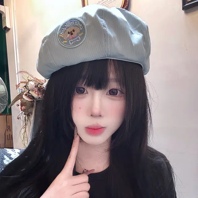 俞兆林 日系可爱甜美卡通兔子贴布夏季薄款透气百搭显脸小画家 腈纶 贝雷帽 女款
