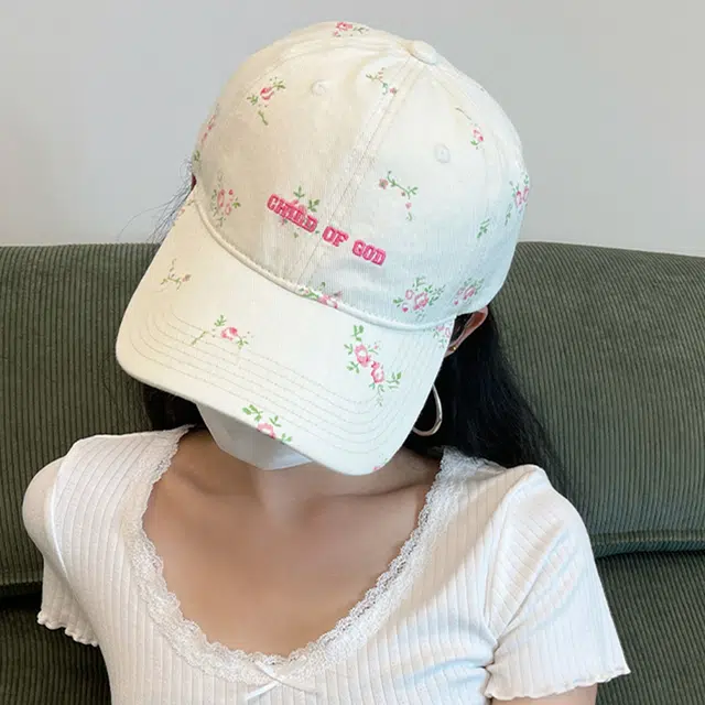 俞兆林 甜美可爱碎花刺绣软顶户外出行防晒遮阳时尚潮流百搭大头围显脸小 棉 鸭舌帽 女款