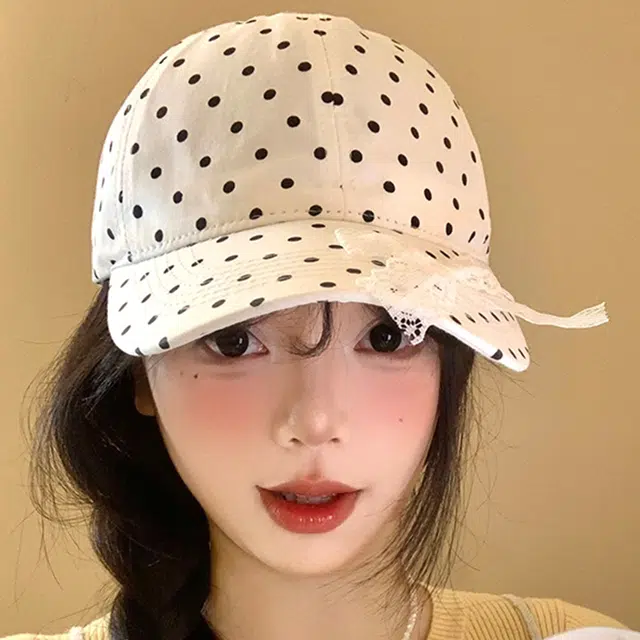 俞兆林 黑白波点蝴蝶结多巴胺户外出行防晒遮阳休闲百搭大头围显脸小 棉 鸭舌帽 男女同款情侣款