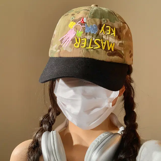 俞兆林 艺术趣味钥匙刺绣迷彩户外出游防晒遮阳时尚潮流街头百搭大头围显脸小 棉 鸭舌帽 男女同款情侣款