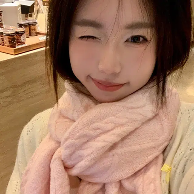 俞兆林 韩版纯色蝴蝶结可爱甜美软妹毛线冬季加厚针织围脖 绒线围巾  男女同款情侣款