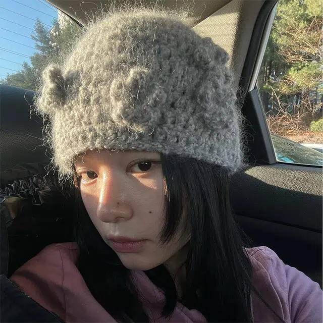 俞兆林 立体花朵毛线秋冬甜美可爱保暖护耳针织帽显脸小包头冷帽 腈纶 绒线帽  男女同款情侣款