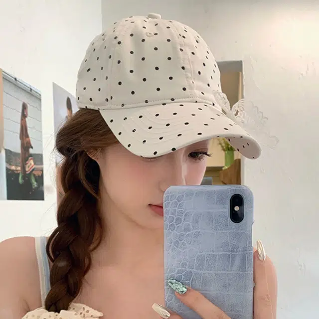 俞兆林 黑白波点蝴蝶结多巴胺户外出行防晒遮阳休闲百搭大头围显脸小 棉 鸭舌帽 男女同款情侣款