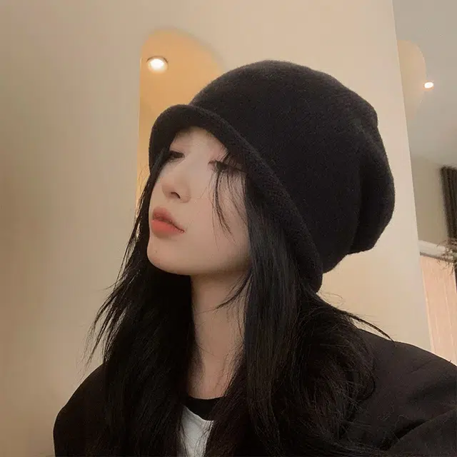 俞兆林 韩版百搭针织抽绳大头围显脸小纯色 涤纶 绒线帽 男女同款情侣款