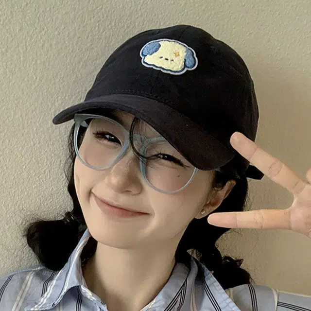 俞兆林 可爱卡通小狗 简约软顶 户外出行遮阳防晒学院风 时尚潮流百搭大头围显脸小 聚酯纤维 鸭舌帽 男女同款情侣款