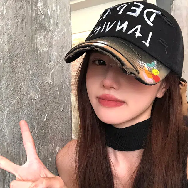 俞兆林 美式嘻哈破洞街头涂鸦软顶户外出游防晒遮阳时尚潮流百搭学生大头围显脸小 棉 鸭舌帽 男女同款情侣款