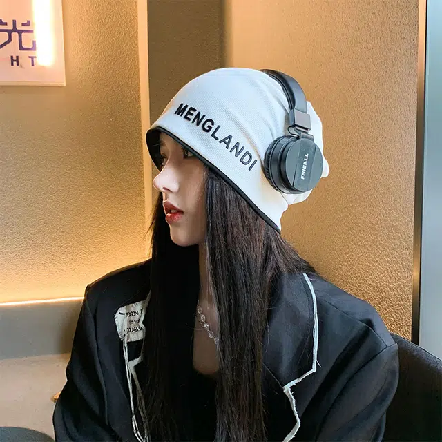 俞兆林 日系百搭英文字母胶标包头冷帽潮流时尚休闲出行简约 棉 绒线帽 男女同款情侣款
