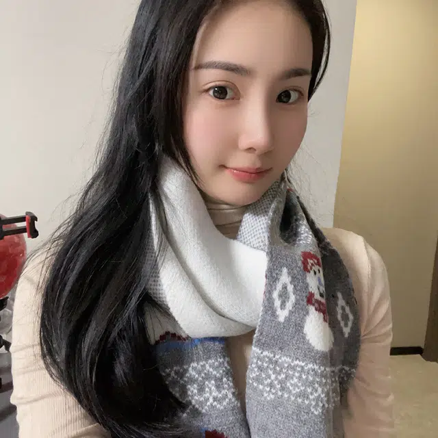 俞兆林 圣诞可爱雪人提花针织秋冬季保暖时尚百搭氛围感围脖 绒线围巾  男女同款情侣款
